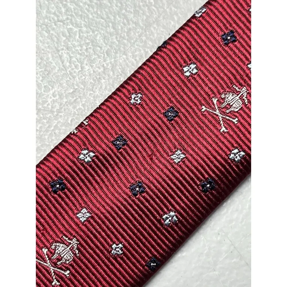 Brooks Brothers Silk Tie Red Flying Pig Logo Floral Mens Necktie 3 1/4
